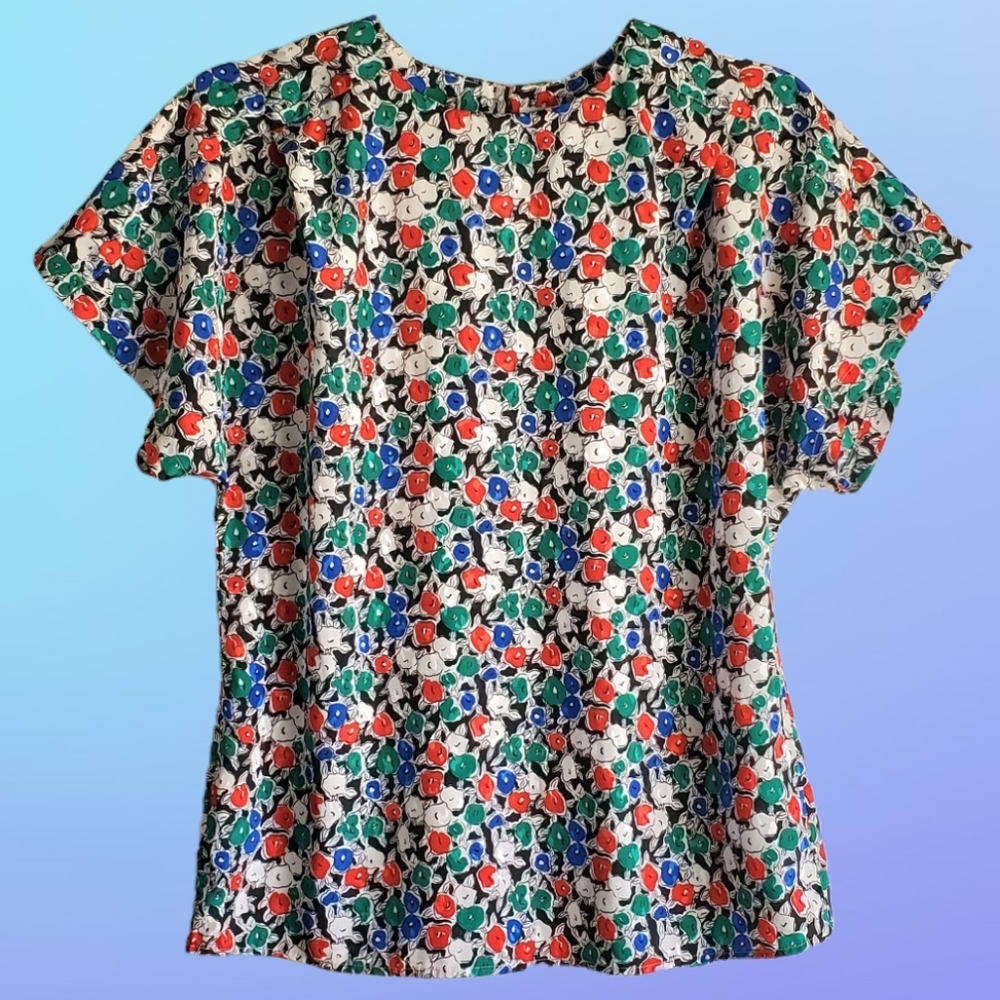 Vintage Shiny Floral Top
